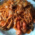 ヒロナ１０３'s cooksnap of when they made ウィンナーと舞茸のトマト ソース パスタ.
