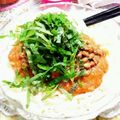 ののっく's cooksnap of when they made 乗っけて簡単ピリ辛ミートソース納豆うどん.