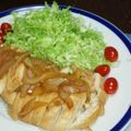 numami's cooksnap of when they made 簡単♪鶏胸肉スタミナ照り焼き♪新玉添え.