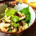 inyako's cooksnap of when they made 三つ葉と鶏皮の梅肉和え.