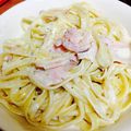 楽笑everyday's cooksnap of when they made 材料3つ！絶品濃厚クリームパスタ.