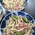 chichiyoo's cooksnap of when they made ベーコンとしめじの焼きうどん.