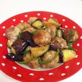 おとひめ111's cooksnap of when they made 夏野菜と豚こまミートボールのピリ辛炒め.