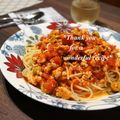 bobitin's cooksnap of when they made オリーブトマトミートソース♪スパゲティ.