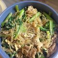 meetanママ's cooksnap of when they made 小松菜・糸こんにゃく・豚肉の卵炒め.