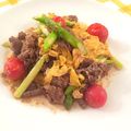 名波はるか's cooksnap of when they made 牛肉・アスパラ・卵のオイスターソース炒め.