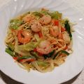 KENERISA's cooksnap of when they made エビとニラのピリ辛塩焼きそば.
