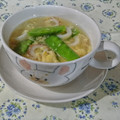 kururin18's cooksnap of when they made ふわっふわ～な卵スープ　ちくわと絹さやで.