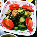 空ちゃんかんちゃん's cooksnap of when they made キュウリとワカメとツナの和え物◎簡単◎.