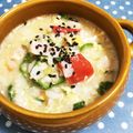 ＊marble＊'s cooksnap of when they made トマトとオクラと卵の優しいお味の雑炊❤.