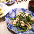 かおるこんこ's cooksnap of when they made 春菊と豚肉と茸のさっと炒め.