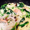 miyumamaii's cooksnap of when they made ◇◆鮭のクリームパスタ◆◇.