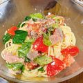 おつぅ's cooksnap of when they made 簡単♡トマトと生ハムの冷製パスタ.