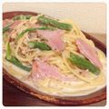 ayaly＊'s cooksnap of when they made 牛乳で作るアスパラとハムのパスタ.