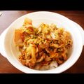 ちーさん＆おさくん's cooksnap of when they made 簡単！豚キムチ丼.