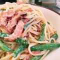 guri♪'s cooksnap of when they made インゲンとベーコンクリームパスタ.