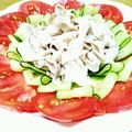 shikkachan's cooksnap of when they made 胡瓜とトマトのお花咲く♡冷しゃぶ.