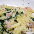 善くんママ's cooksnap of when they made ほうれん草と鮭のクリームパスタ.