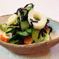 あけちゃんち。's cooksnap of when they made 叩ききゅうりとちくわ☆梅わさ海苔和え.