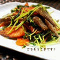 inyako's cooksnap of when they made 豆苗と人参とこんにゃくのきんぴら.