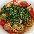 梅尾の嫁さん's cooksnap of when they made 大葉とトマトの和風パスタ.