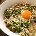 sakietto's cooksnap of when they made 豚と水菜で簡単♬キレイなお月見にゅう麺.