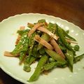 umizarusuki's cooksnap of when they made 絹さやのすりごま入りポン酢和え.
