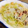 チョコ好き。's cooksnap of when they made 鮭と春キャベツ舞茸の和風スープパスタ.