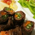 ちゃいﾁｬﾝ's cooksnap of when they made 焼き肉のたれで焼く簡単牛肉の野菜巻き.
