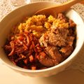komugiko4's cooksnap of when they made ✿おさかなソーセージの三色そぼろ丼✿.