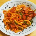 ともぽん♡'s cooksnap of when they made うどんナポリタン(๑´ڡ`๑)♬.