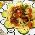 luckycrown's cooksnap of when they made トマトとズッキーニの冷製パスタ.