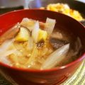 MIE88888's cooksnap of when they made 夏が来た☀茗荷と南瓜・玉ねぎのお味噌汁.