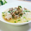 旦那は皿洗い's cooksnap of when they made 残りご飯、コンソメの豚肉ぞうすい.