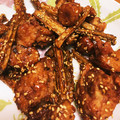sacuram's cooksnap of when they made 新じゃがとごぼうの唐揚げ甘辛ダレ.