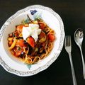 はう⌘'s cooksnap of when they made ミートソースパスタ クリームチーズ添え.