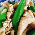 クックSXQ1N4☆'s cooksnap of when they made 豚肉とオクラのめんつゆ炒め.
