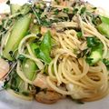 w^_.-w's cooksnap of when they made 魚介と水菜の柚子胡椒ペペロンチーノ.