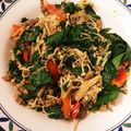クックOY345C☆'s cooksnap of when they made モロヘイヤのピリ辛そぼろ炒め.