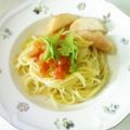 ☆yuzu_mom☆'s cooksnap of when they made お店の味！？桃とトマトの冷製パスタ.