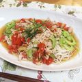 chisato♪♪'s cooksnap of when they made ツナ・ゴーヤ・トマトのぶっかけ素麺.