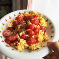 ♡tmk☆'s cooksnap of when they made 簡単◎プチトマトと卵のマヨ炒め.
