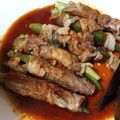 ♡NZ♡'s cooksnap of when they made 豚肉のねぎオクラ巻き～ピリ辛香味ダレ～.