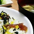 香月☆美里's cooksnap of when they made たくあん入り！まぐろの手こね寿司.