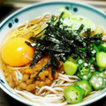 RUMI180's cooksnap of when they made 納豆とオクラの冷やし蕎麦.