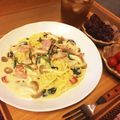キング09's cooksnap of when they made 簡単 牛乳で! キノコのクリームパスタ.