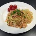 rniichan's cooksnap of when they made 糖質制限パスタ！鮭の香りゴマオイルパスタ.