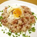 chou*'s cooksnap of when they made コンビーフご飯✿温泉卵のっけ丼.