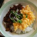 千代ｃｏｃｏ's cooksnap of when they made 牛そぼろ丼☆ハートにして見ました♪.