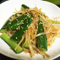 よこ！'s cooksnap of when they made きゅうりともやしのピリ辛炒め.